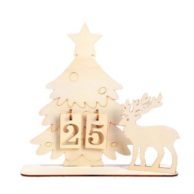 NVOQILIN Wood Advent Calendar Christmas Decoration 24 Day Festival Advent with Number Cutouts Compartments for Kid Craft Christmas Daily Surprise Calendar