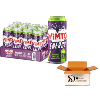 Vimto Energy Drink Original Flavour Multipack, Natural Caffeine & B Vitamins Sparkling Fruit Juice Drink, 12 x 500ml Cans