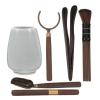 Mikikit White Tea Set with Wooden and Copper Accessories, Easy to Clean Ceramic Tea Ceremony Set and Sturdy the Holiday Gift for Friends, Relatives and Colleagues view 1