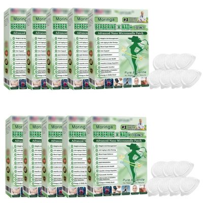 Moringa X Berberine Patch Boxes 10 in 1, Nano Microneedle Slimming Patch, Natural Ingredients, Easy to Apply, Invisible Under Clothes, Ideal for Men and Women