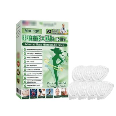 Moringa X Berberine Patch Boxes 10 in 1, Nano Microneedle Slimming Patch, Natural Ingredients, Easy to Apply, Invisible Under Clothes, Ideal for Men and Women