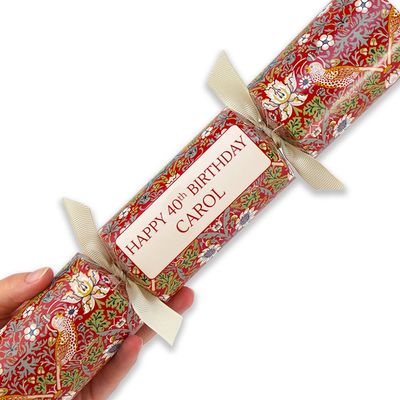 That's Crackers Personalised Milestone Birthday Strawberry Thief | Large Cracker Kit | Makes 6