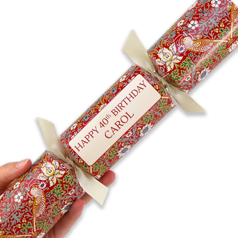 That's Crackers Personalised Milestone Birthday Strawberry Thief | Large Cracker Kit | Makes 6