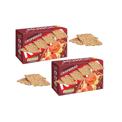 Crispbread Dark Rye Crackers Pack 250g - Pack of 2 - Crunchy Crispy Cracekrs