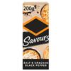 Savours Salt & Cracked Black Pepper Crackers, No Artificial Colours or Flavours, Vegetarian, 200g view 1