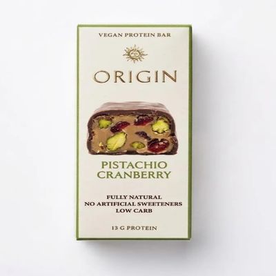Origin Vegan Protein Bars, Plant Based Protein Snack (6, Pistachio Cranberry)