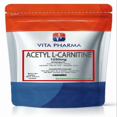 Vita Pharma Acetyl L-Carnitine Capsules, 1250mg per Serving, 30 Capsules Brain & Nervous System Support ALCAR is Used as Part of Cognitive Performance, Focus, and Overall Nervous System Health.
