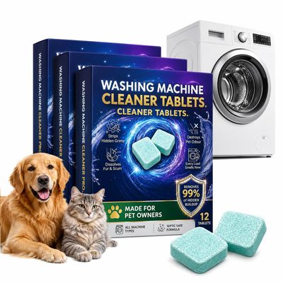 Washing Machine Cleaner Pro Tablets, Pet Hair Remover & Deep Cleaner, Universal Machine Washer Cleaners Pro, Plumber Safe Drum Descaler for Front Load & Top Load Washing Machines (Blue C 3pcs)