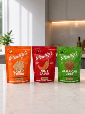 Pratty's Trio Seasoning & Rub Set, Garlic & Herb, No. 1 Cajun, Jamaican Jerk, Gluten Free, Vegan Friendly, 100g Each