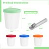 YHomU 4 Pcs Ice Cream Tubs with Lid and Scoop, 1 Quart Reusable Storage Containers for Homemade Ice Cream, Sorbet, Freezer and Dishwasher Safe view 3