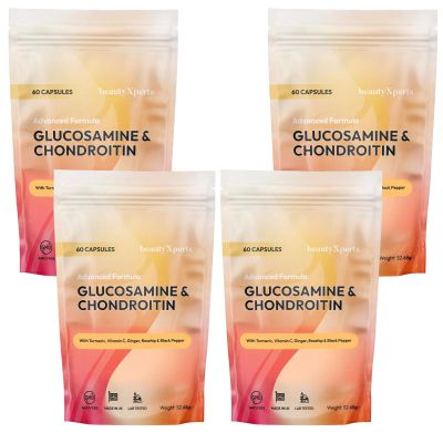 Glucosamine and Chondroitin High Strength with Turmeric, Ginger, Rosehip & Vitamin C Glucosamine Sulphate Chondroitin Sulphate - 240 Capsules, 4 Months Supply, Made in UK