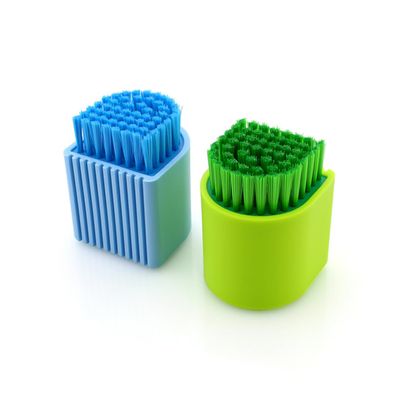 VILLCASE 2pcs Multipurpose Scrubbing Brush Clothes Cleaner with Wear-resistant Silica Gel Bristles, Mini Laundry Brush for Trousers and Clothes Cleaning, Green and Blue Set