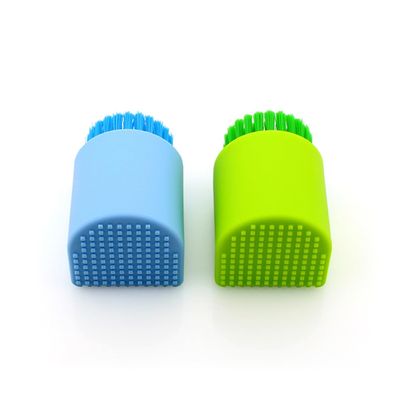 Hemobllo Clothes Washing Brush in Green and Blue 2pcs Multipurpose with Silica Gel Bristles, Wear-resistant Mini Laundry Brush Household Scrubbing Tool for Shoes and Tiles Cleaning