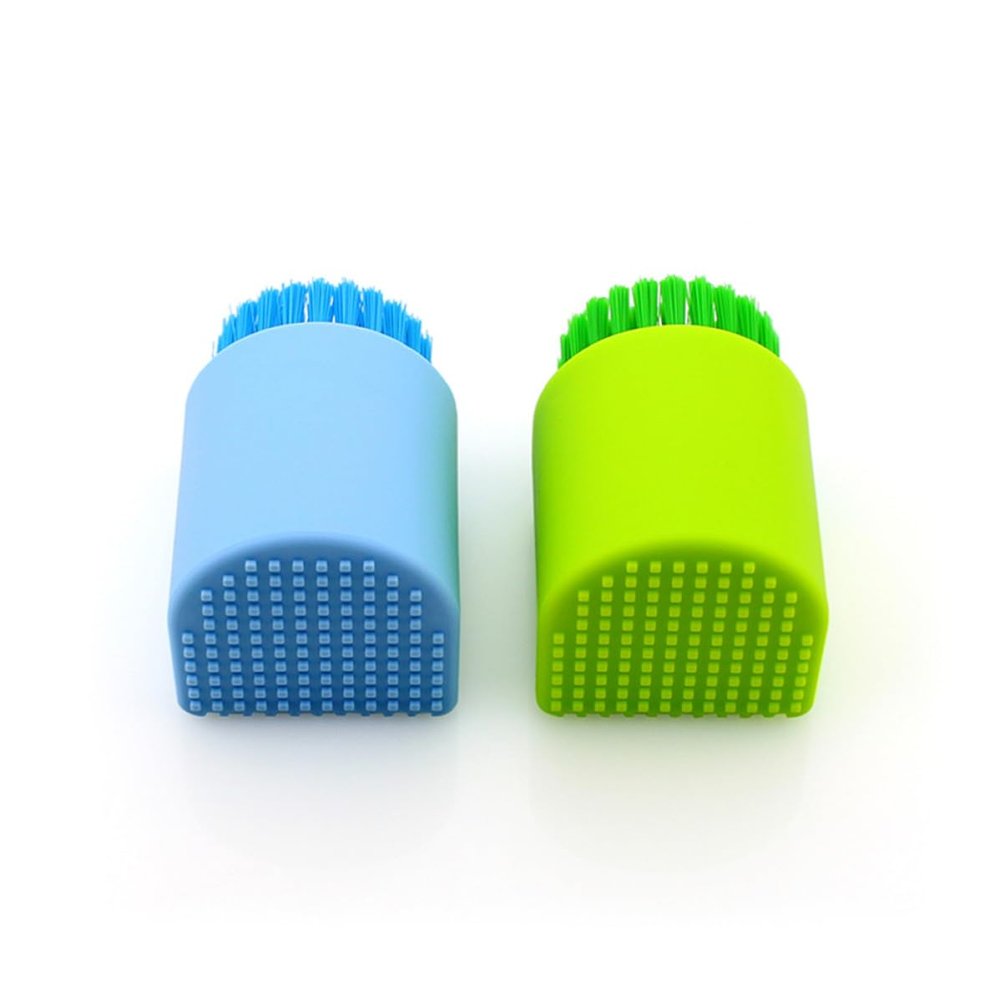 Hemobllo Clothes Washing Brush in Green and Blue 2pcs Multipurpose with Silica Gel Bristles, Wear-resistant Mini Laundry Brush Household Scrubbing Tool for Shoes and Tiles Cleaning