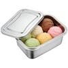 FROMCEO Premium Rectangular Metal Ice Cream Tub with Secure Locking Lid Dishwasher Safe Dessert Container for Yogurts Thin Profile Refrigerator Box view 3