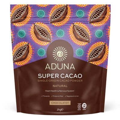 Aduna Super-Cacao Powder | 100% Natural Ghanaian Cacao for Heart Health & Energy Support | Natural Vegan Source of Magnesium, Flavanols & Iron | Superfood for Hot Chocolate, Smoothies, & Baking | 2kg