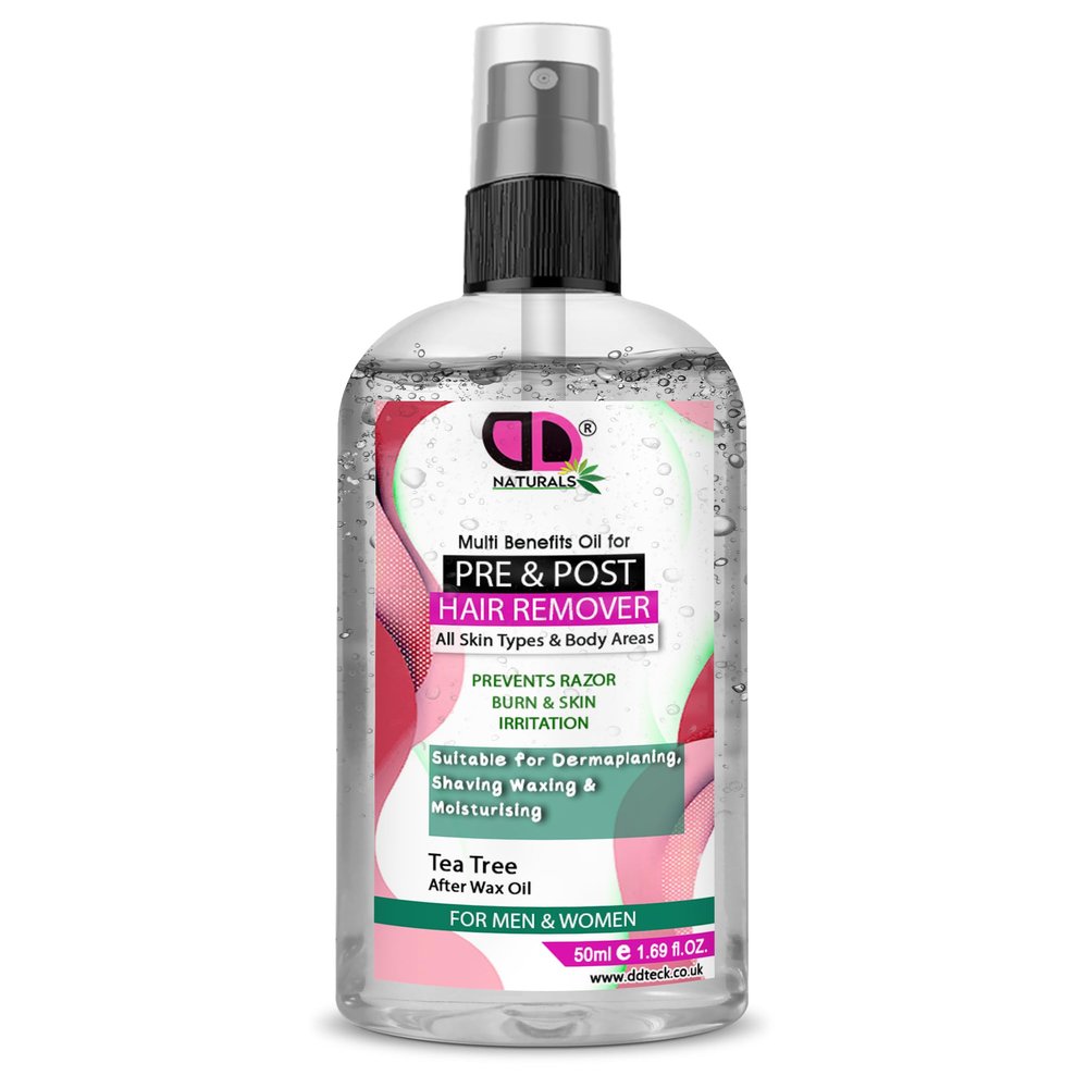 DD Teck After Wax & Shave Oil Tea Tree Multi Benefit Formula for Razor Burn Relief, Bikini Area Care, Smooth Skin Feel, Everyday Moisturising & Gentle Nourishing Support (50ml Spray)