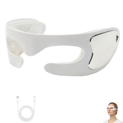 PEIKVOUL 3-in-1 Eye Massager & Red Light Eye Mask, Rechargeable LED Light Therapy Kit with Adjustable Strap for Eye Strain, Relaxation & Tired Eyes