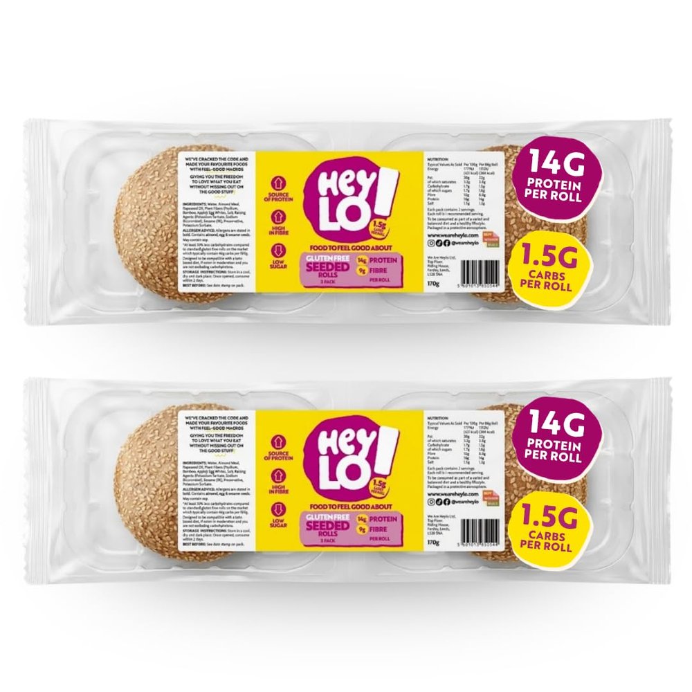 HeyLO Low Carb Gluten Free Keto Bread Rolls, 1.5g Carbs & 14g Protein