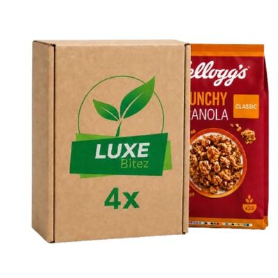 Breakfast Original Crunchy Granola Cereal Catering With Oats,Almonds, Seeds & Dried Fruit 1.5 kg Box 4 Pack Single Serve Portion | Compatible For Kellogg's By Luxe Bitez