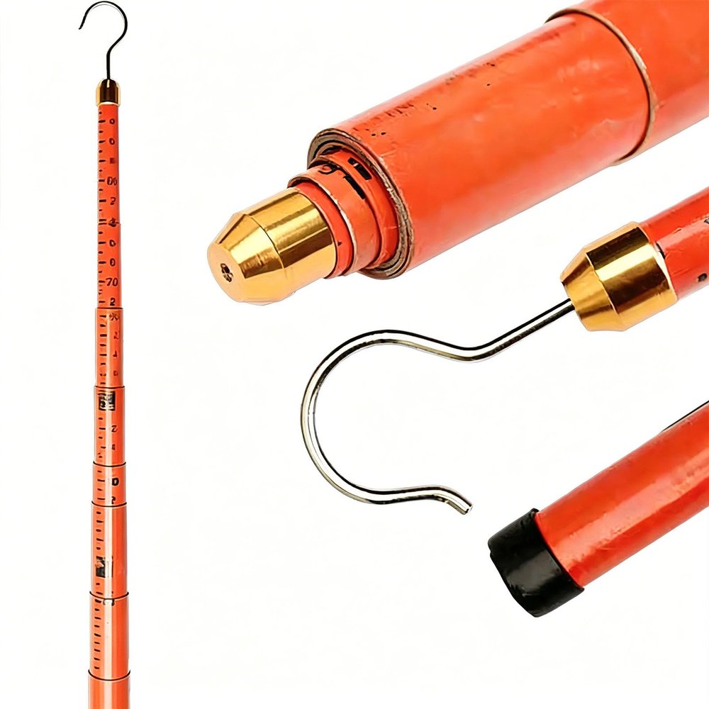 Telescopic Insulated Height Measuring Stick for Linemen, 5-18m (16.4-59.1 ft) Epoxy Resin, Ideal for Live Power Line Work, Durable & Reliable Height Tool