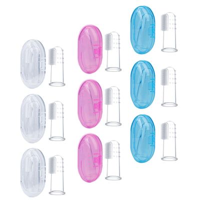 POPETPOP 9pcs Silicone Finger Toothbrush Set for Babies with Gentle Oral Cleaning and Storage Boxes, Finger Toothbrush to Reduce Tartar Buildup, for Teething and Daily Use