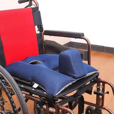 Usknxiu Wheelchair Seat Cushion with Backrest, Anti-Slip & Side Support for Elderly, Bed Sore Prevention, Adjustable Lumbar Pad, Breathable & Washable for Home Care