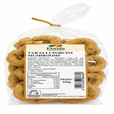 Fanida Tarallificio Pugliese Taralli with extra virgin olive oil with Porcini Mushrooms 250g - Pack of 3