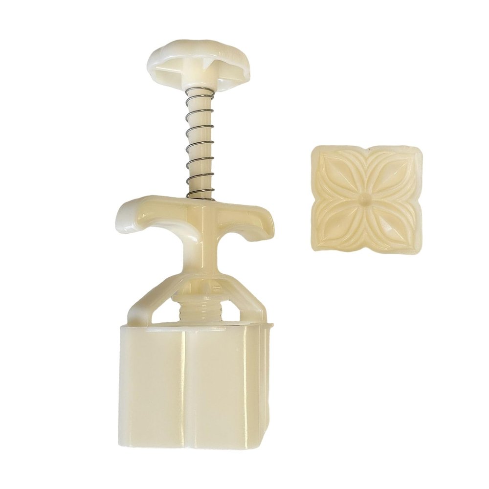NEWFT Hand Pressure Dessert Mold Square Flower Pattern Cookie Stamps Dessert Maker MidAutumn Festival Cookie Pastries Tool