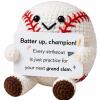 Crochet Baseball Motivational Keepsake with Champion Card Handmade Sports Figurine, Desk Decor Collectible, Encouragement Gift for Athletes, Coach, Teammate, Him Her Baseball Fan Gift view 1