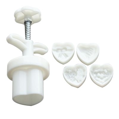 NEWFT Hand-Pressure Mold Love Heart Shaped Cookie Stamps Makers Mid-Autumn Festival Tool