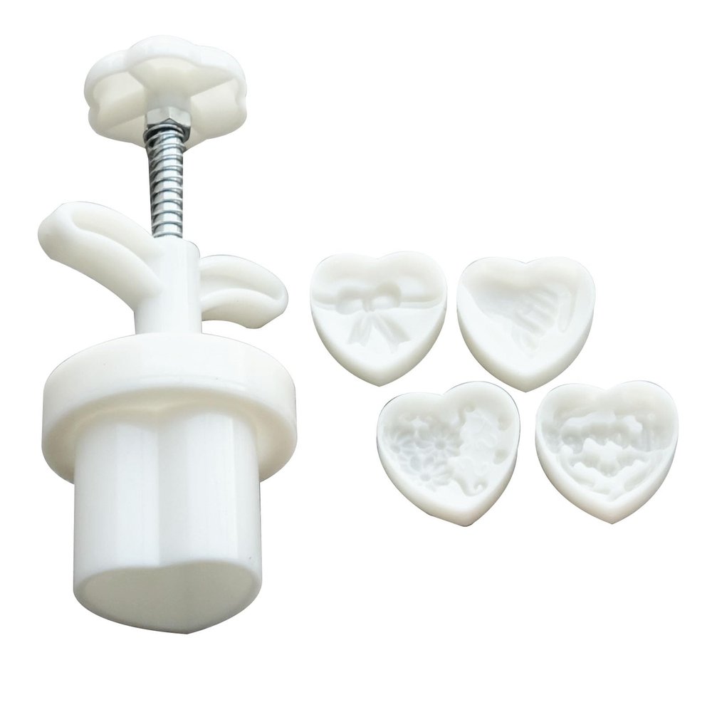 NEWFT Hand-Pressure Mold Love Heart Shaped Cookie Stamps Makers Mid-Autumn Festival Tool