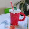 NEWFT Festival Christmas Coffee Mugs Ceramic Christmas Coffee Cup with Lid Holiday Theme Drinkware for Homes view 4