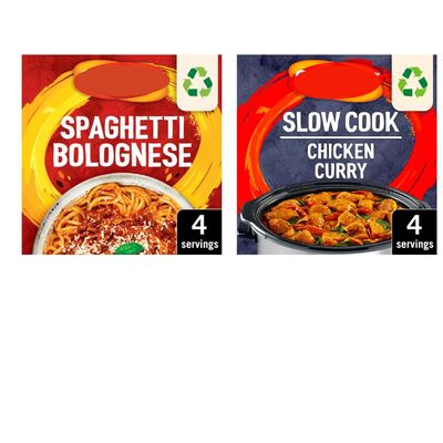Spaghetti Bolognese and Chicken Curry Recipe Mix, Variety Pack, 40g and 33g
