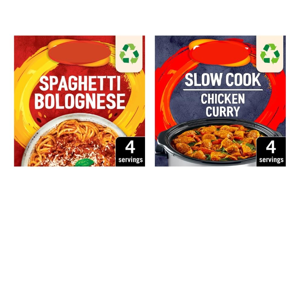 Spaghetti Bolognese and Chicken Curry Recipe Mix, Variety Pack, 40g and 33g
