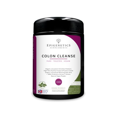 Colon Cleanse 150g (Jar) | Complete Gut Detox + Recolonizing Formula | Inulin, Psyllium Husk, Chlorella, Aloe + Probiotic Mix (2.8 Billion CFU) | 1 Month Supply