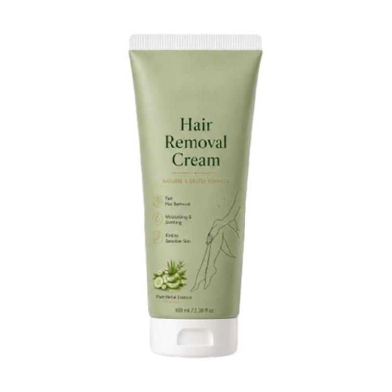 Natural Gentle Hair Removal Cream,with Cica,Chamomile & Aloe Vera,Fast Hair Removal,Sensitive Skin, Moisturzing & Soothing,Gentle Ingredients,For Legs,Arms & Underarms (1 pcs)
