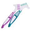 POPETPOP Denture Brush Comfortable to Hold Handle 2pcs Double-Sided Brush Design for Thorough Cleaning, Non-deformable Pp and Nylon Material for Cleaning Denture and Travel Use view 1