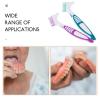 POPETPOP Denture Brush Comfortable to Hold Handle 2pcs Double-Sided Brush Design for Thorough Cleaning, Non-deformable Pp and Nylon Material for Cleaning Denture and Travel Use view 3
