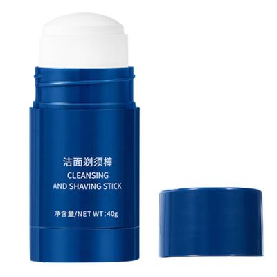 WRITWAA Beard Care Shaving Stick for Men Moisturizing Cream with Deep Cleansing Function Manual Shaving Softening Shave Stick in Blue Suitable for Facial Clean