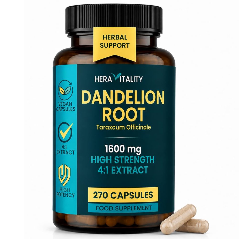 Dandelion Root Capsules 1600mg 4:1 Extract | High Strength Vegan Herbal Formula for Daily Balance Support | Made in UK | 270 Capsules