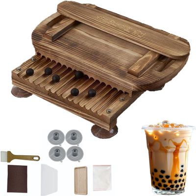 Manual Tapioca Pearl Maker, Wooden 15mm/19mm/22mm Ball Machine with Double Handle and Pulley for Bubble Tea Shops, Includes Solid Wood Pallets