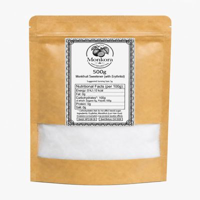 Monkfruit Sweetener (Decoctions) and Erythritol Blend, Zero Calorie Sugar Substitute Granules 500g