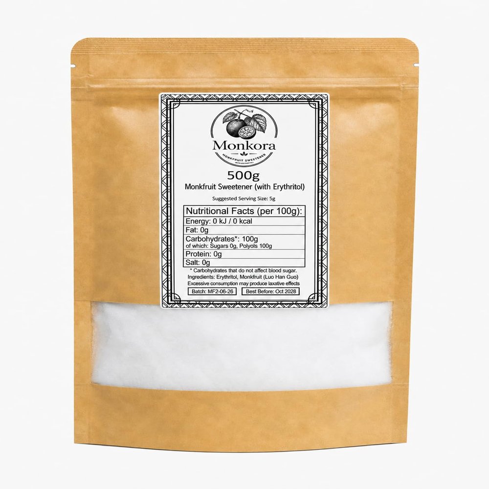 Monkfruit Sweetener (Decoctions) and Erythritol Blend, Zero Calorie Sugar Substitute Granules 500g
