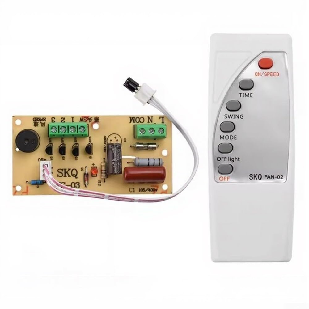 Alanmoship Electric Fan Control Board With Remote And Timer Function For Floor Fans, Complete Circuit Board Kit No Soldering Needed Easy Installation Green Pcb 85x43mm Size(1PCS)