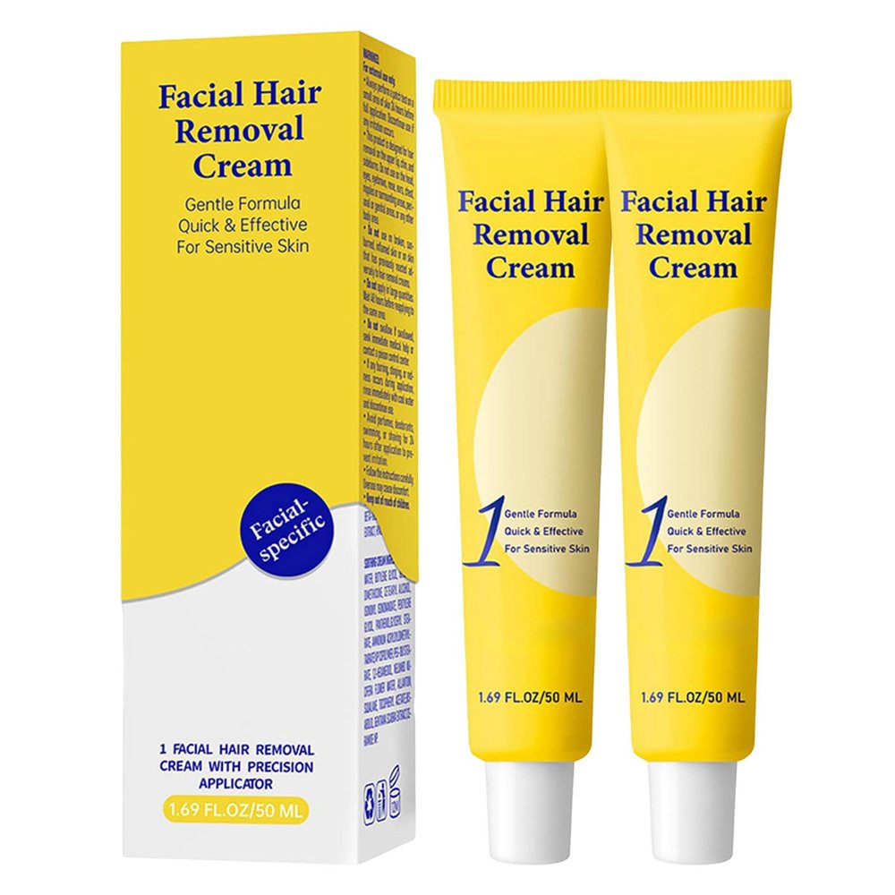 Facial Hair Removal for Women, Painless and Gentle Hair Removal Cream, Exfoliating Hair Removal Cream Removes Hair on Chin, Upper Lip, Cheeks for Sensitive Skin