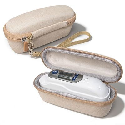 Eva Ear Thermometer Storage Case Portable Waterproof Hard Shell With Soft Lining And Carrying Strap For Home Travel Use Black Color(GC-0172 Apricot)