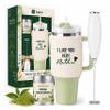 GO GREEN Matcha Gift Set 20g Original Matcha Powder in Metal Tin, 30oz Stainless Steel Tumbler with Fluffy Cover & Plastic Straw, Frother. Complete Matcha Tea Starter Kit for Womens Birthday gifts view 1