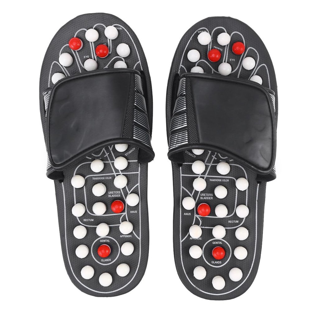 Tai Energy Foot Massage Slippers Black Dot English Size 42-43
