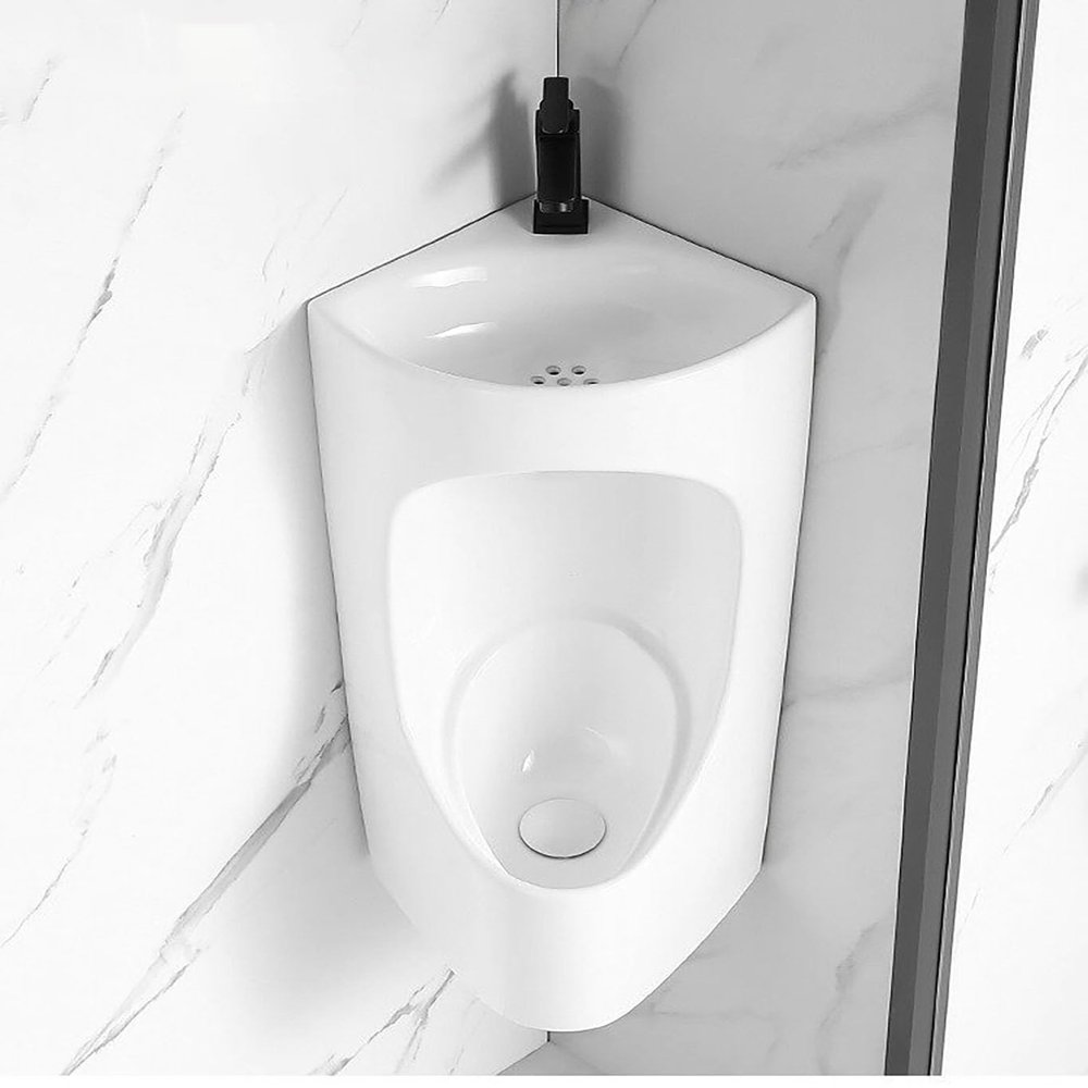 2-in-1 Urinal with Sink & Hose for Men, Space-Saving Corner Design, Splash-Proof & Odor Control, Save Water